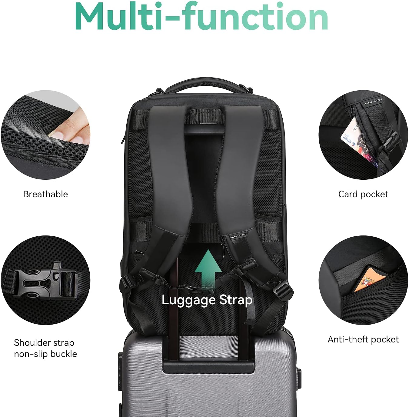 mengdiproducts-Backpack with USB Charging Port-Grey color