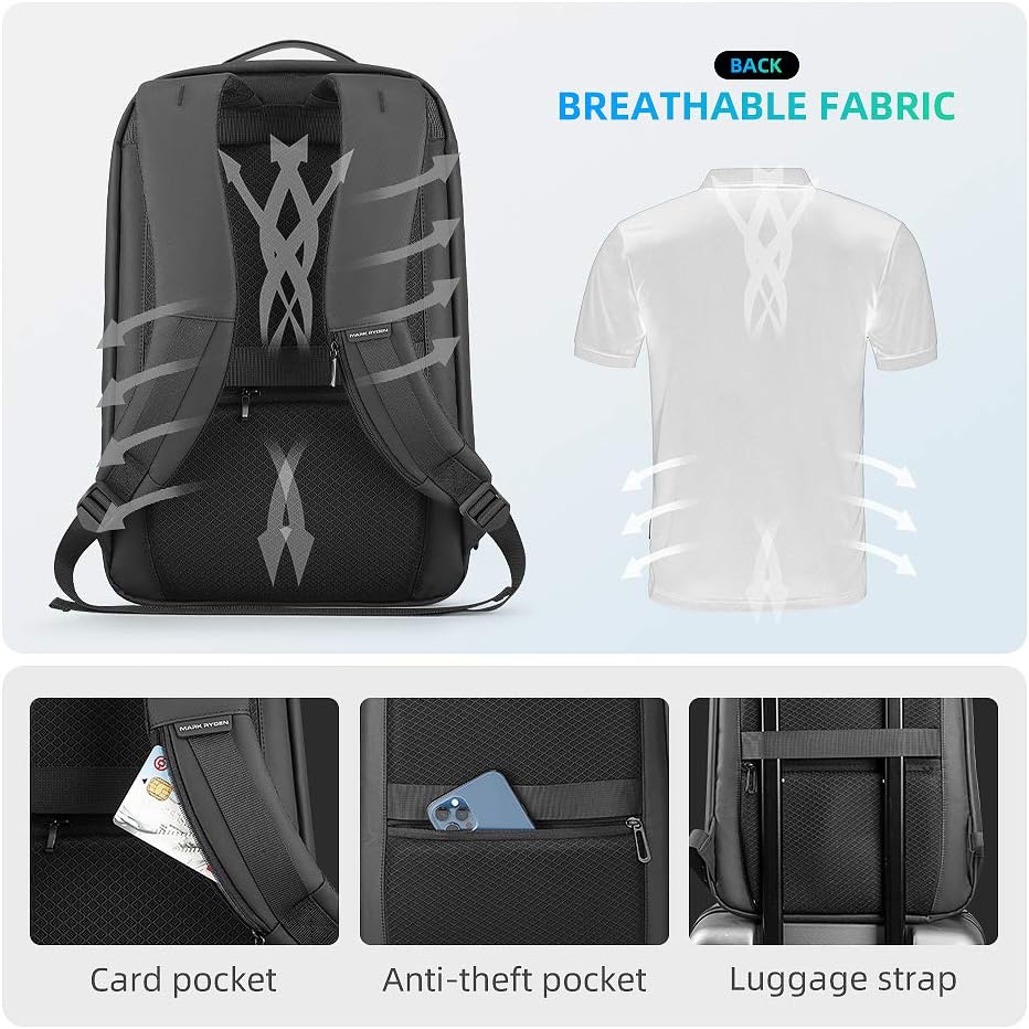 mengdiproducts-Backpack with USB Charging Port, Laptop Fits 15.6 Inch-Grey color