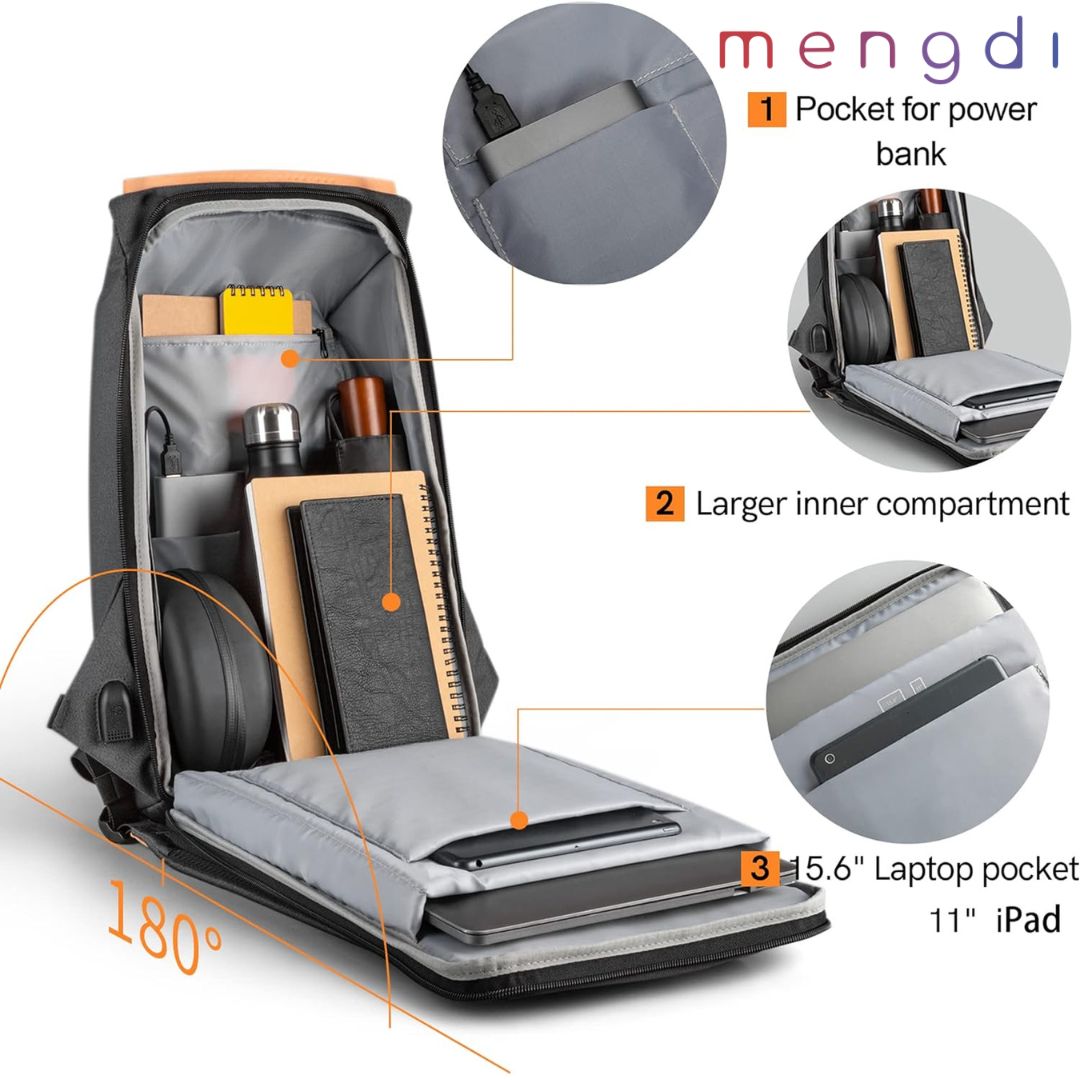 mengdiproducts-Anti Theft Backpack with USB charging-Light blue