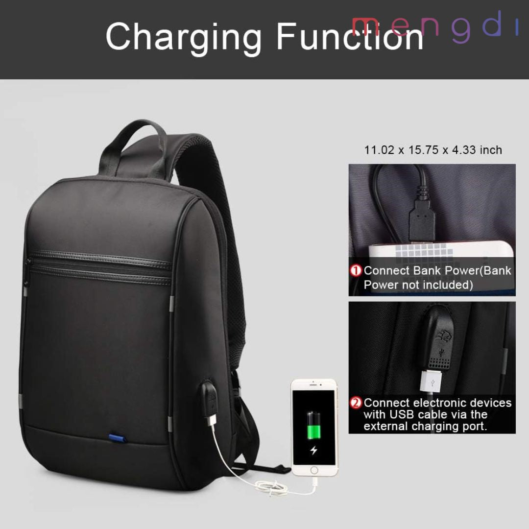 mengdiproducts- Sling bag with USB Charging Port-Black