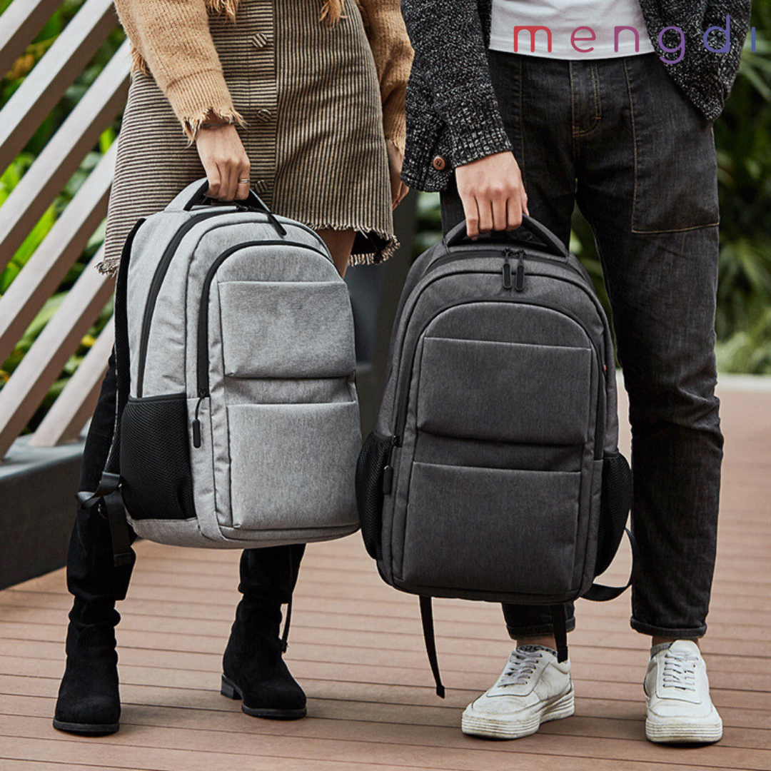 mengdiproducts-Backpack with USB charging port-Light Grey