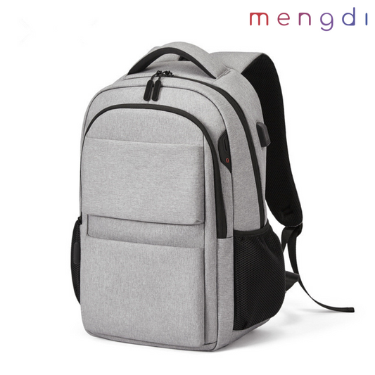 mengdiproducts-Backpack with USB charging port-Light Grey