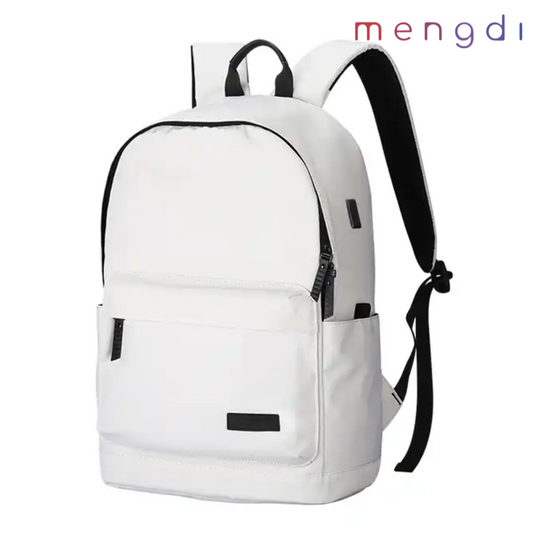 mengdiproducts-Backpack with USB Charging Port-White color