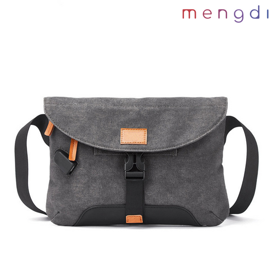 mengdiproducts-Canvas Sling Bag with USB Charging port-Grey