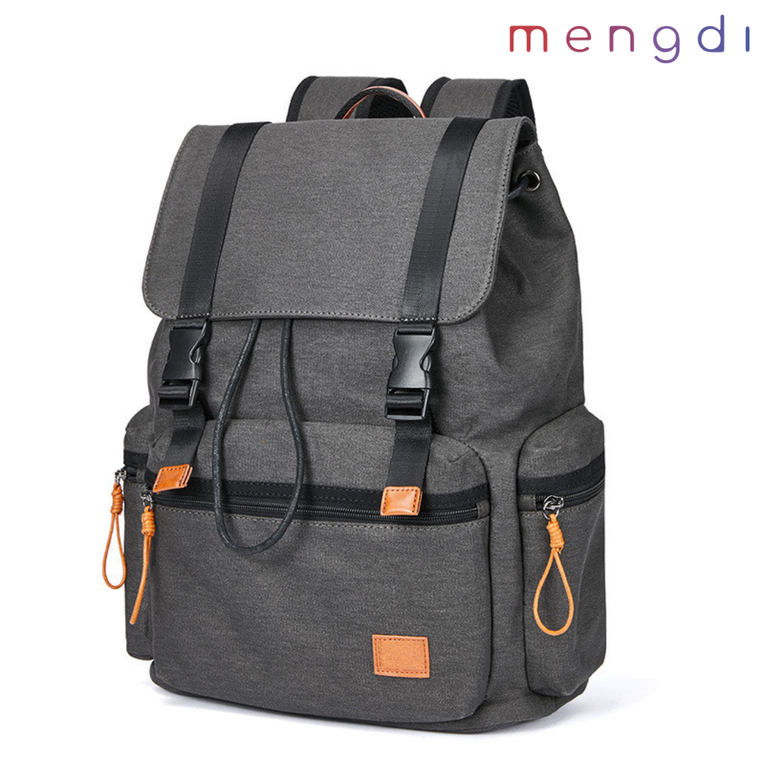 mengdiproducts-Canvas Backpack-Grey