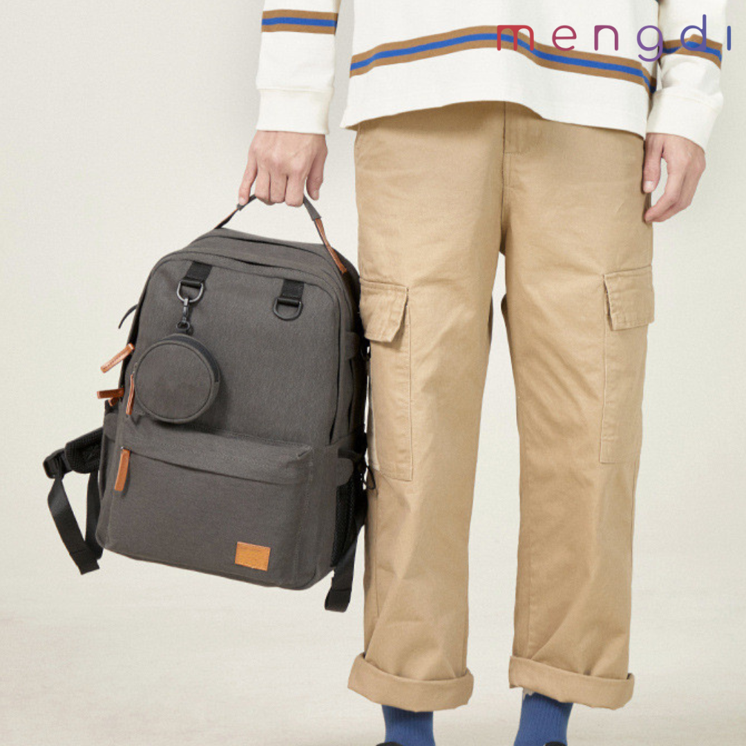 mengdiproducts-Canvas Backpack-Grey