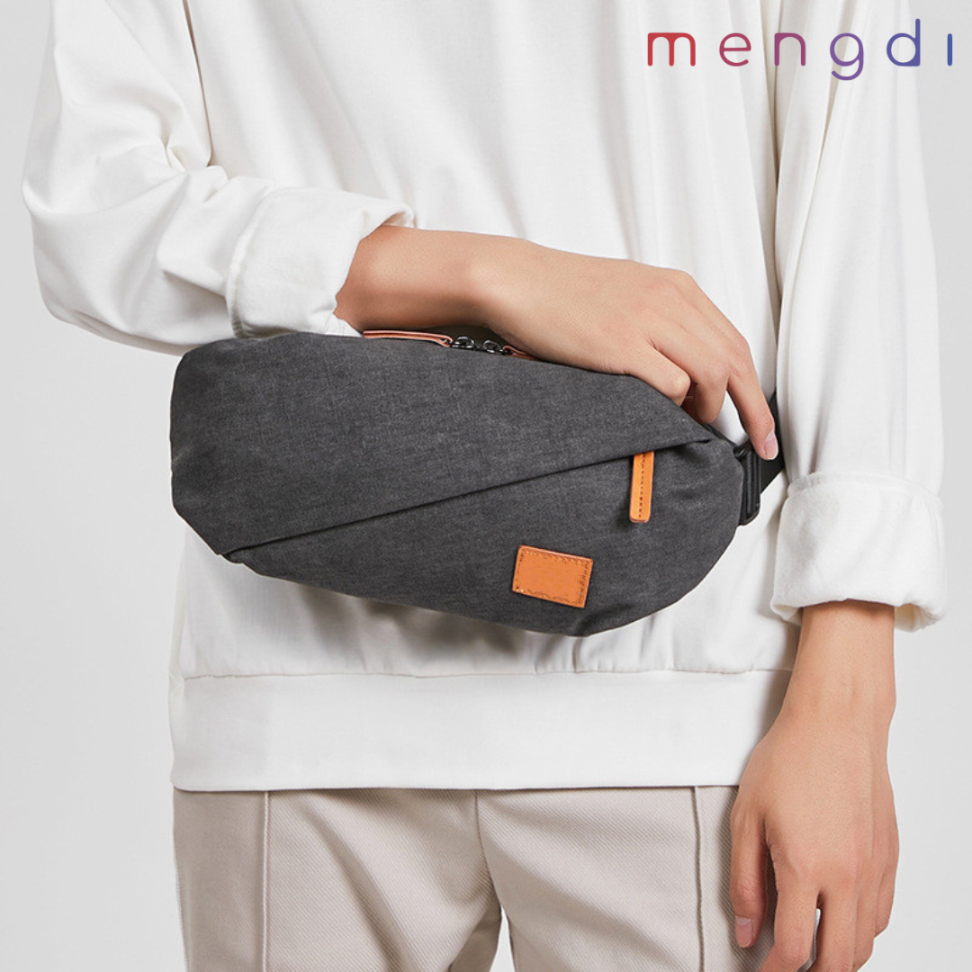 mengdiproducts-Canvas Sling Bag-Grey color
