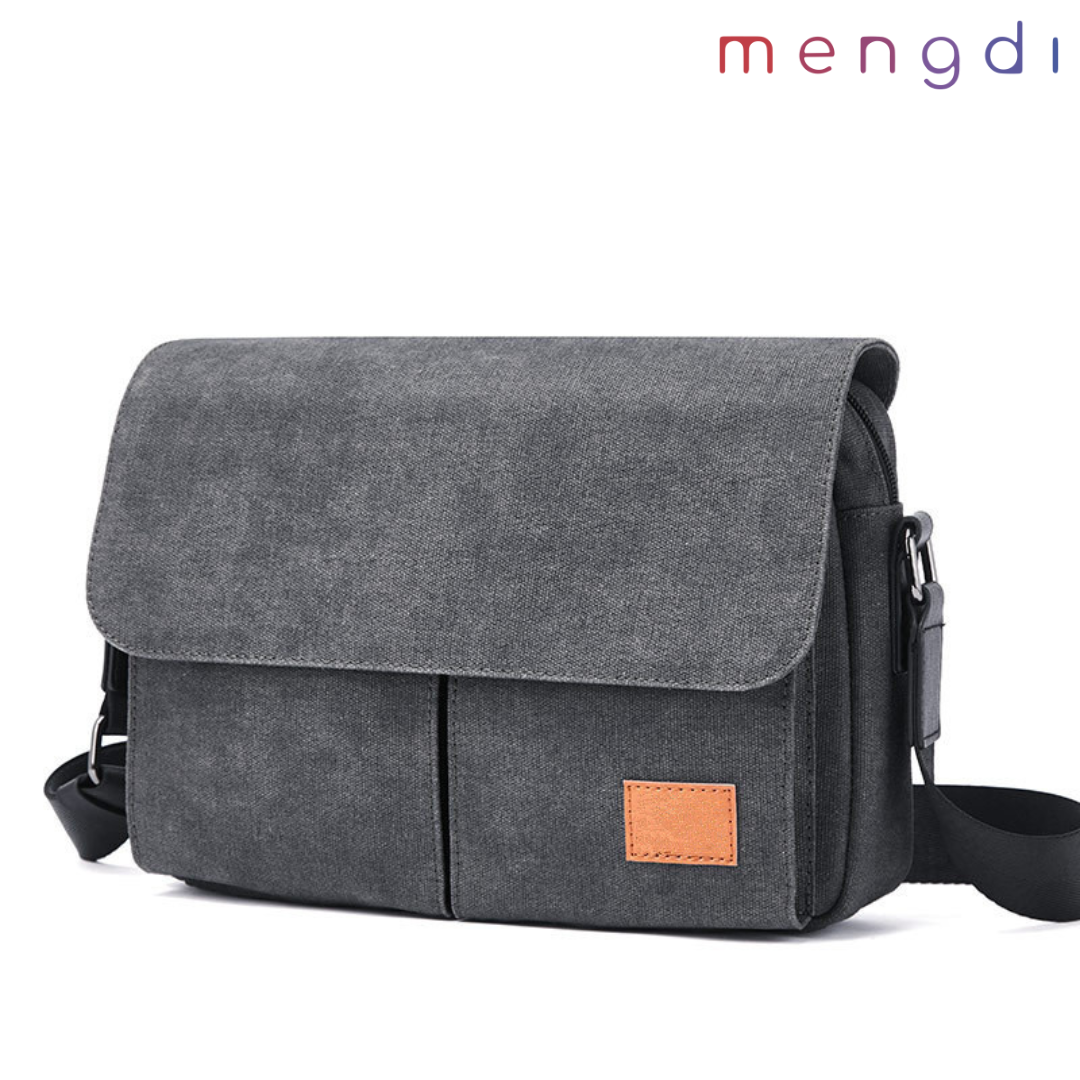 mengdiproducts-Canvas Sling Bag-Grey