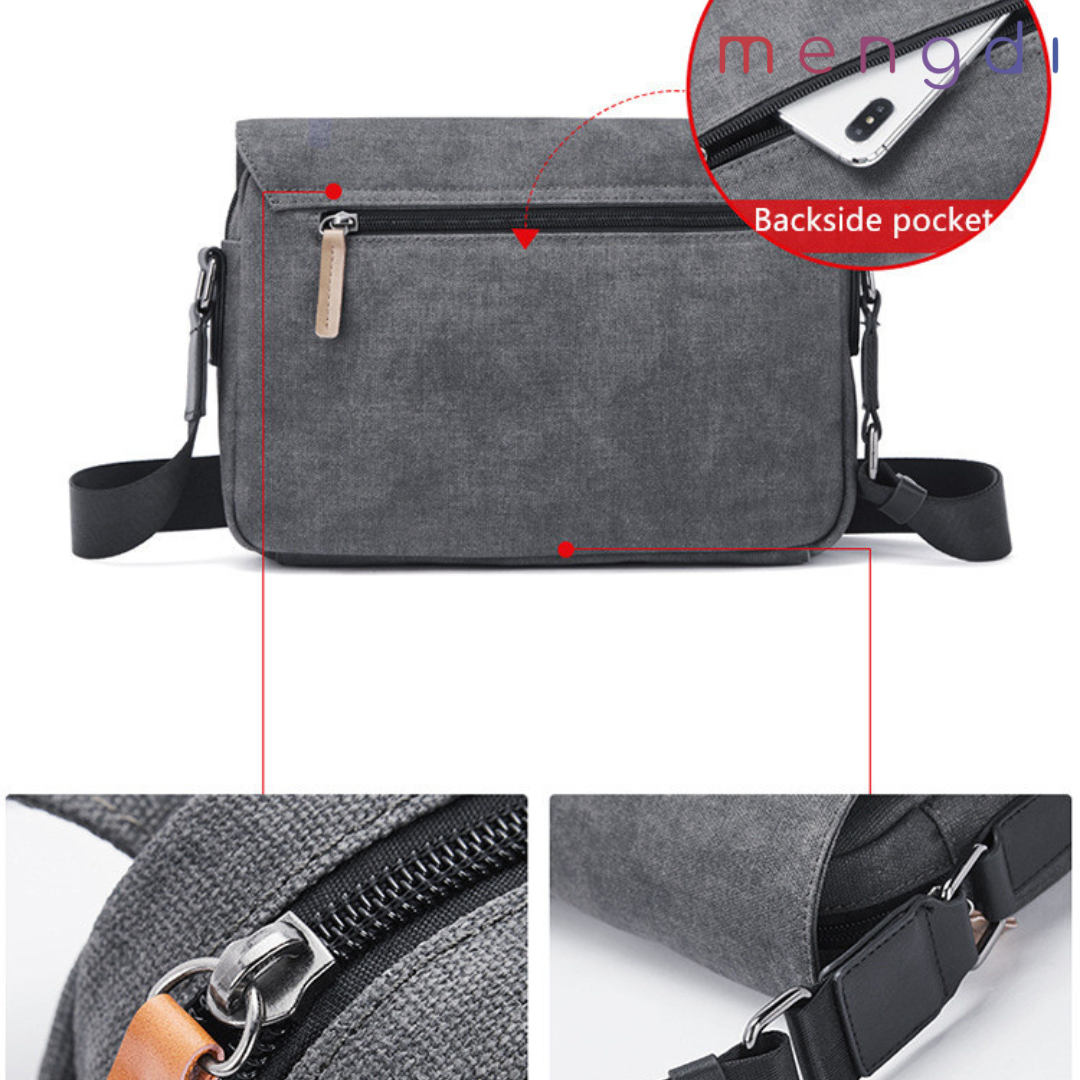 mengdiproducts-Canvas Sling Bag-Grey