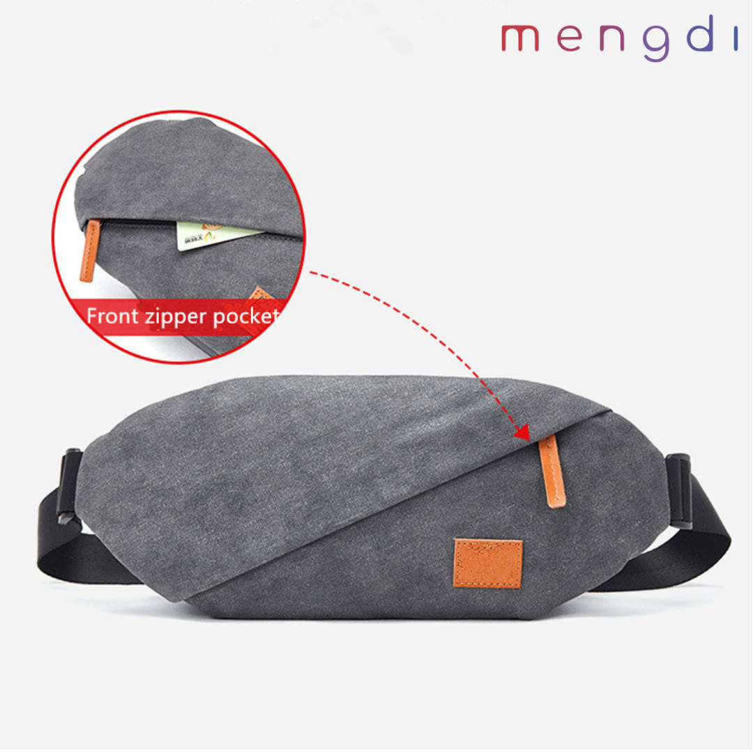 mengdiproducts-Canvas Sling Bag-Grey color