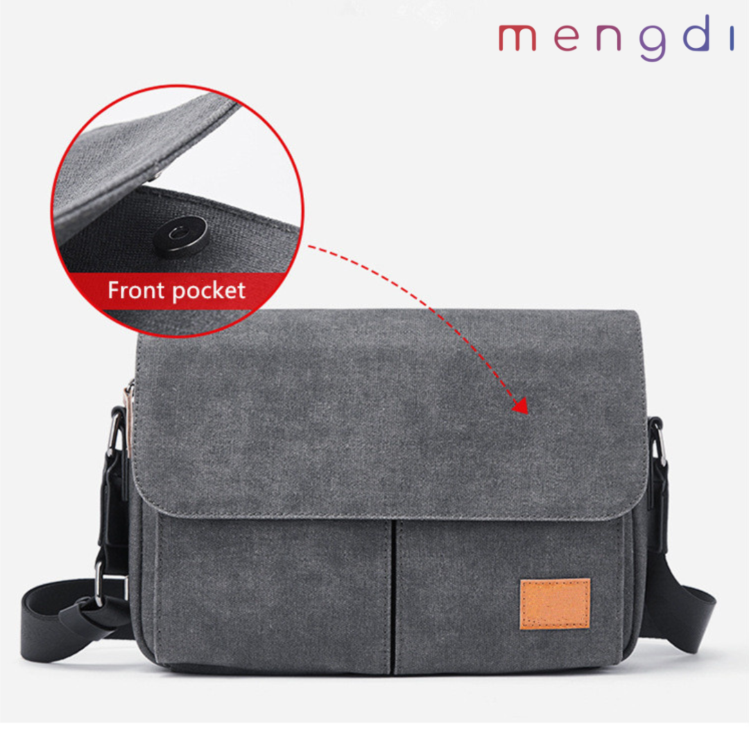 mengdiproducts-Canvas Sling Bag-Grey