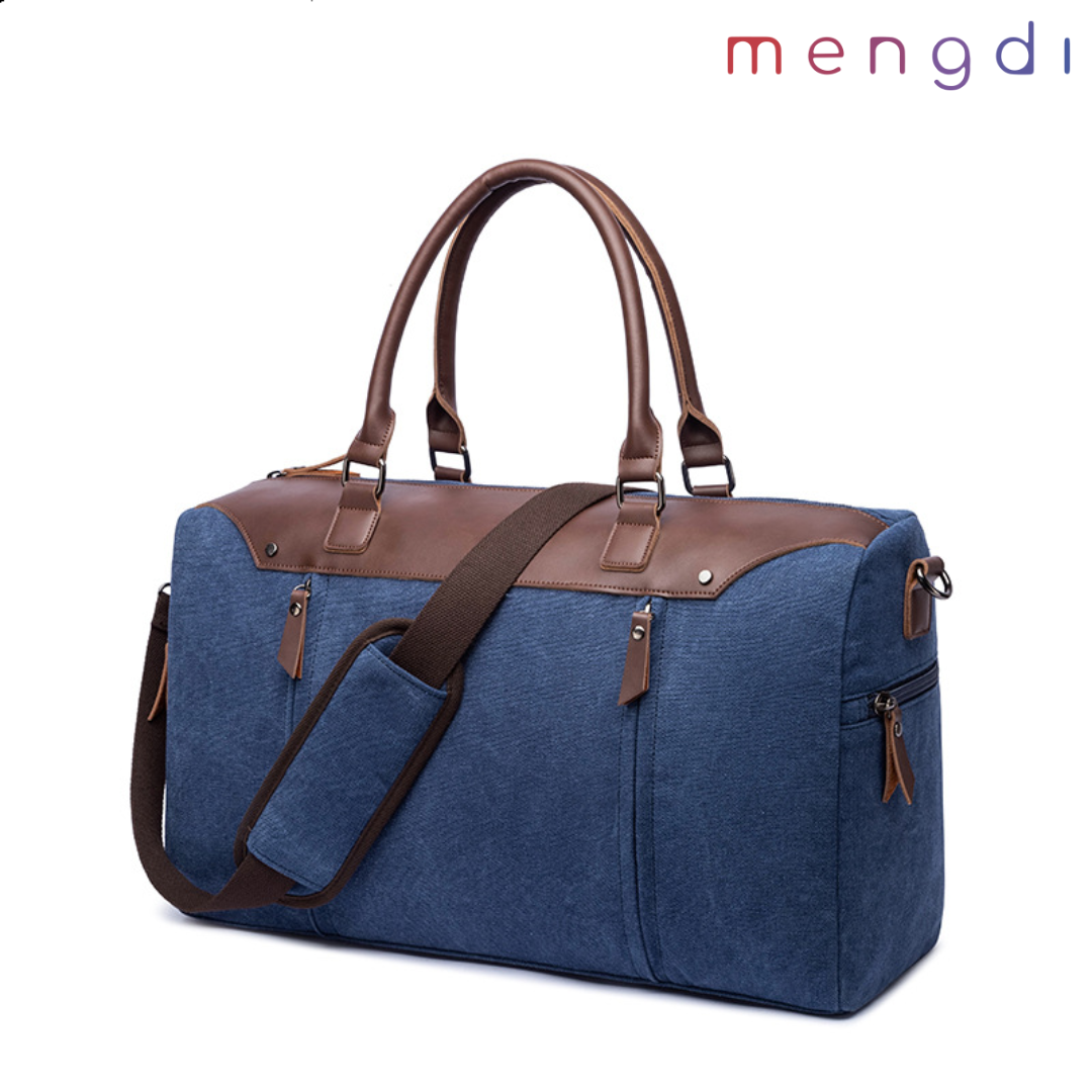 mengdiproducts-Canvas Weekend Bag-Blue