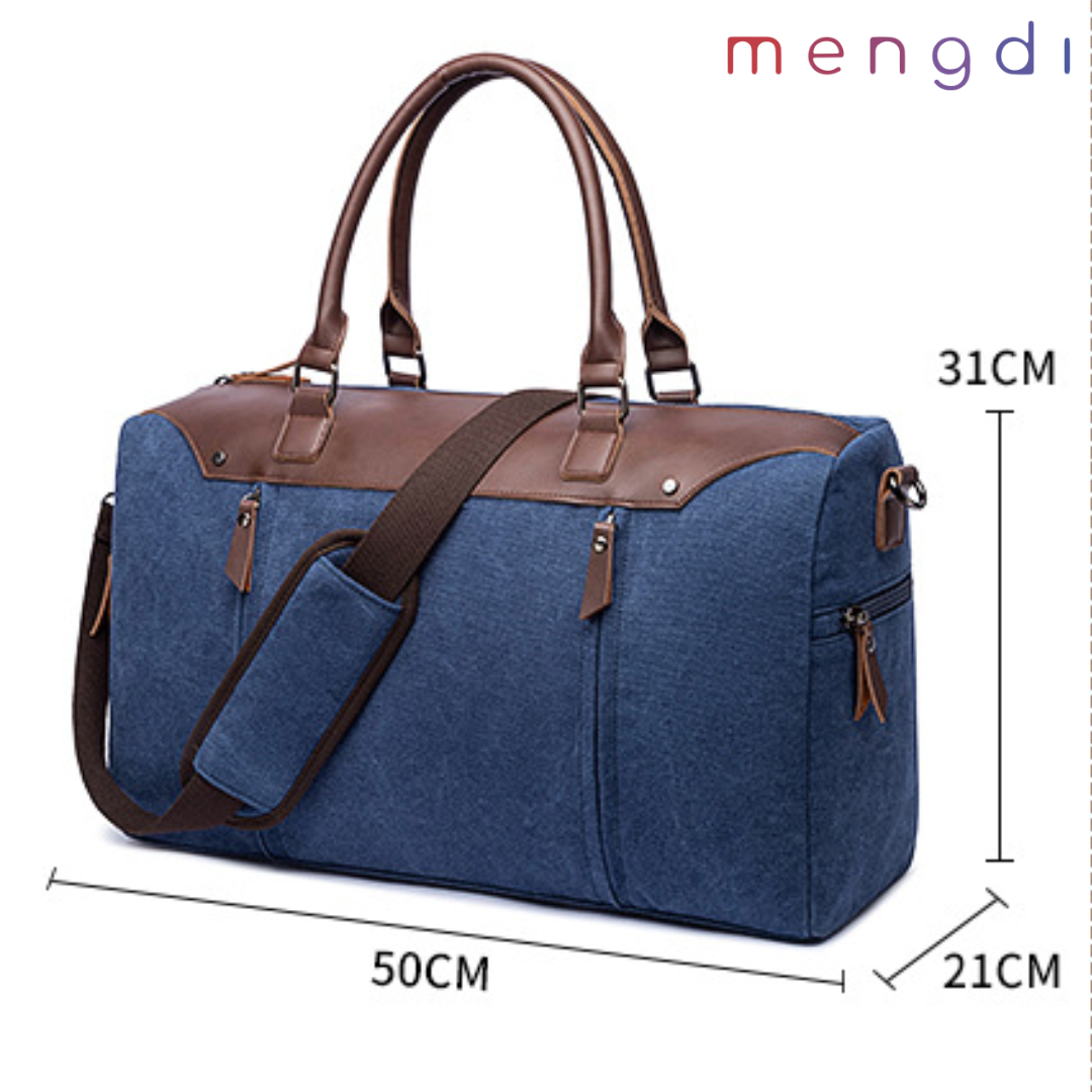 mengdiproducts-Canvas Weekend Bag-Blue