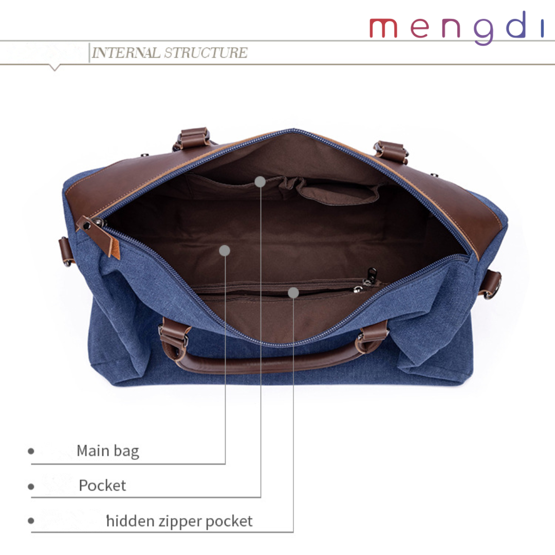 mengdiproducts-Canvas Weekend Bag-Blue