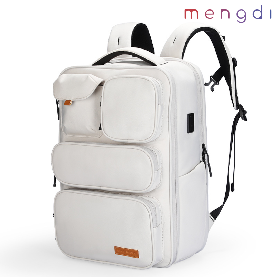 mengdiproducts-Backpack with USB charging-White color