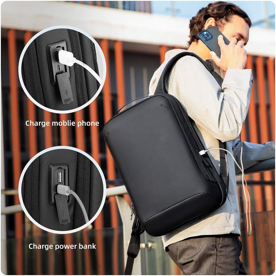 mengdiproducts-Backpack with USB Charging Port, Laptop Fits 15.6 Inch-Black color