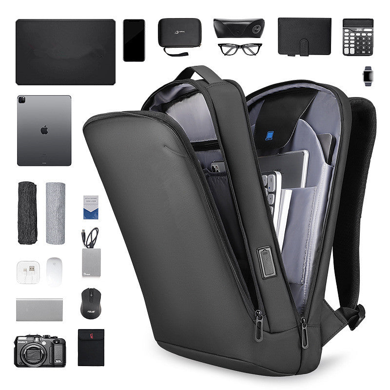 mengdiproducts-Backpack with USB Charging Port, Laptop Fits 15.6 Inch-Black color
