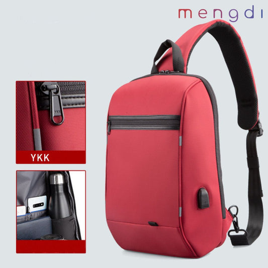 mengdiproducts- Sling bag with USB Charging Port-Red