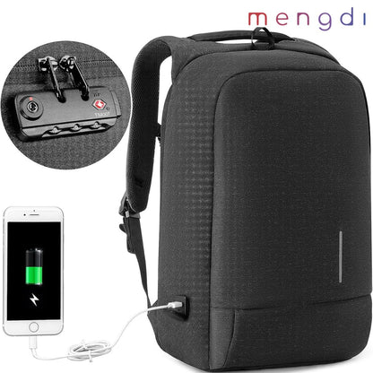 mengdiproducts- Anti-Theft backpack with USB Charging Port-Black