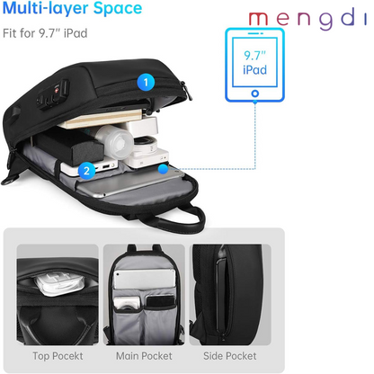 mengdi products- Anti-Theft Sling Backpack, Black