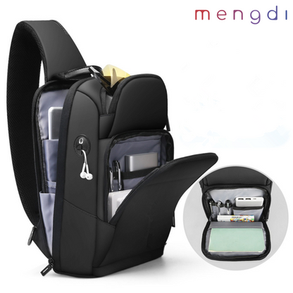 mengdi products- USB charging Sling Bag, Black