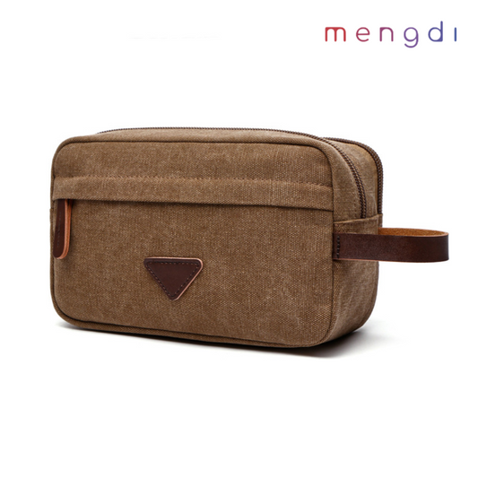 mengdiproducts-Canvas Toiletry Bag for Travel, Brown