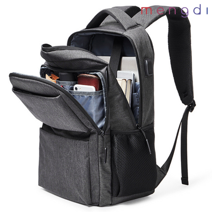 mengdiproducts-Backpack with USB charging port-Light Grey