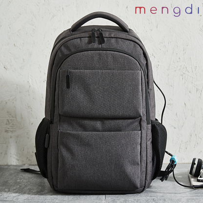 mengdiproducts-Backpack with USB charging port-Dark Grey