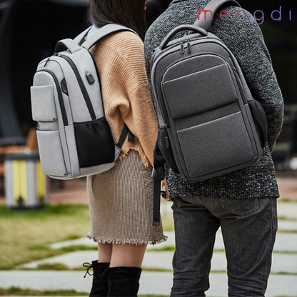 mengdiproducts-Backpack with USB charging port-Dark Grey
