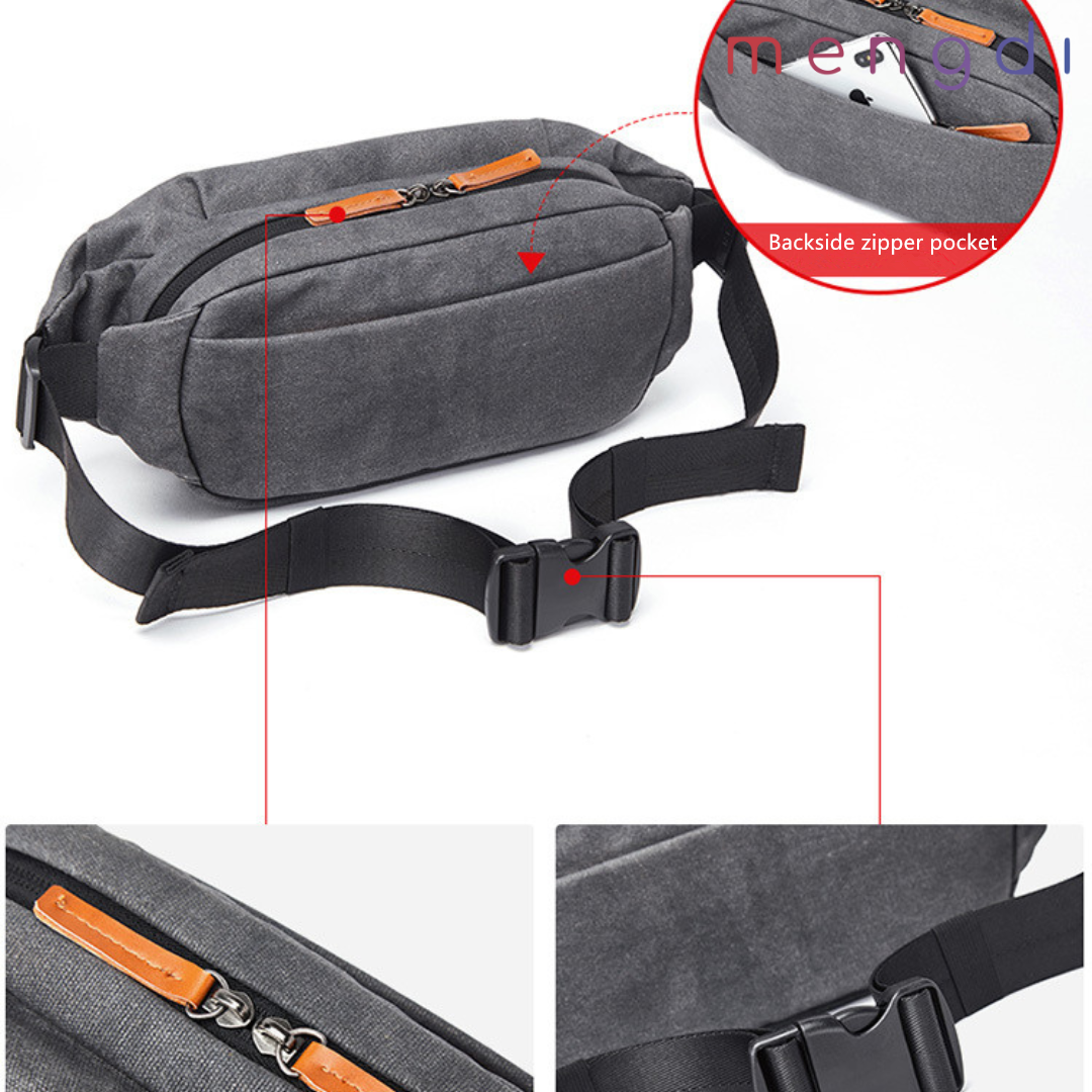 mengdiproducts-Canvas Sling Bag-Grey color