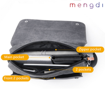 mengdiproducts-Canvas Sling Bag-Grey