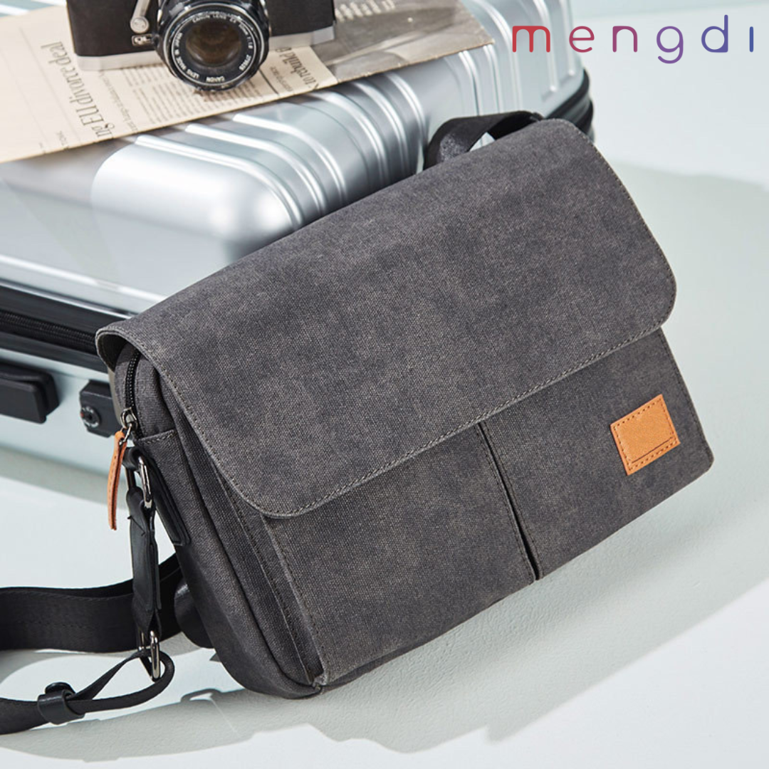 mengdiproducts-Canvas Sling Bag-Grey