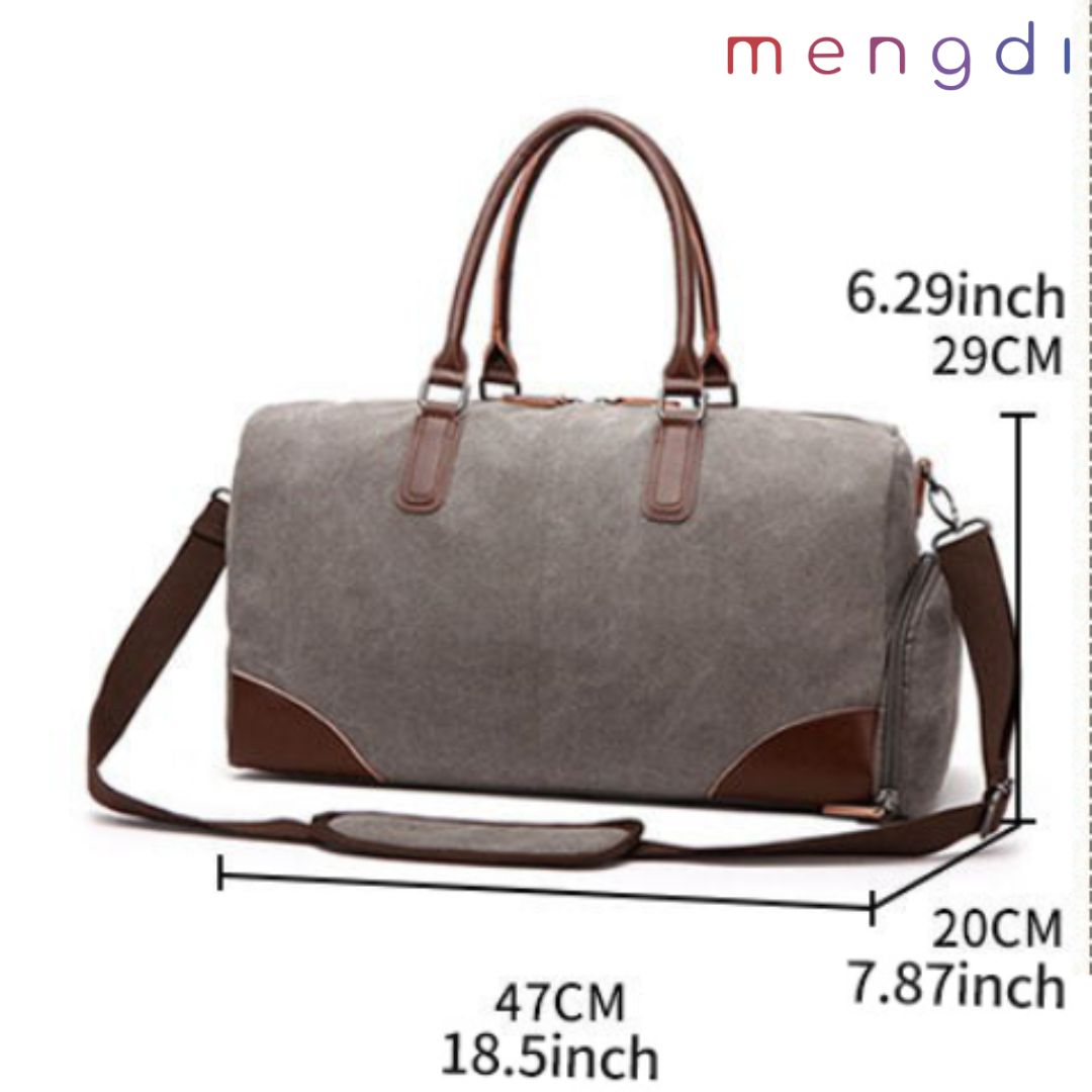 mengdiproducts- Canvas Travel Weekend Bag, Brown