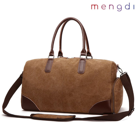 mengdiproducts- Canvas Travel Weekend Bag, Brown