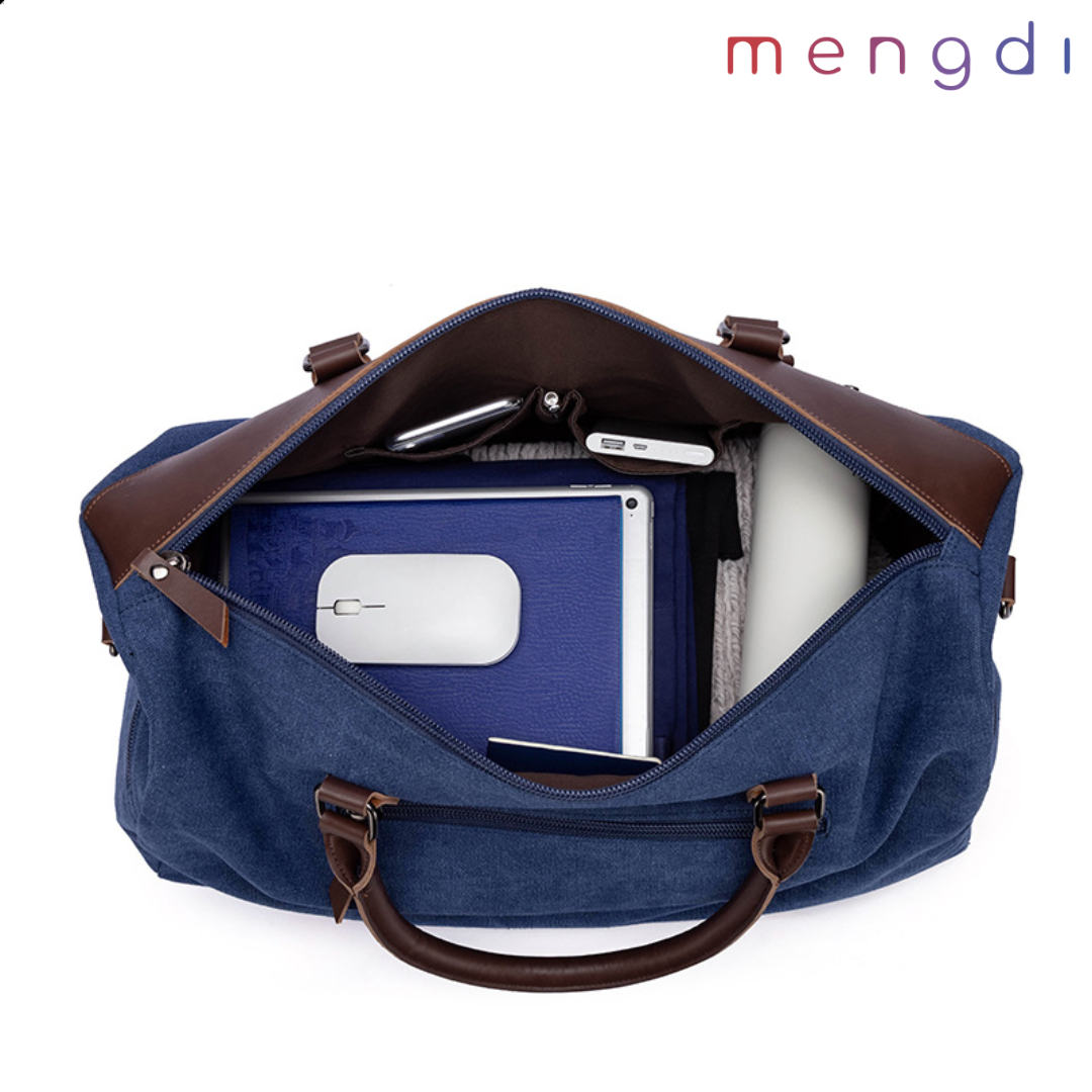 mengdiproducts-Canvas Weekend Bag-Blue