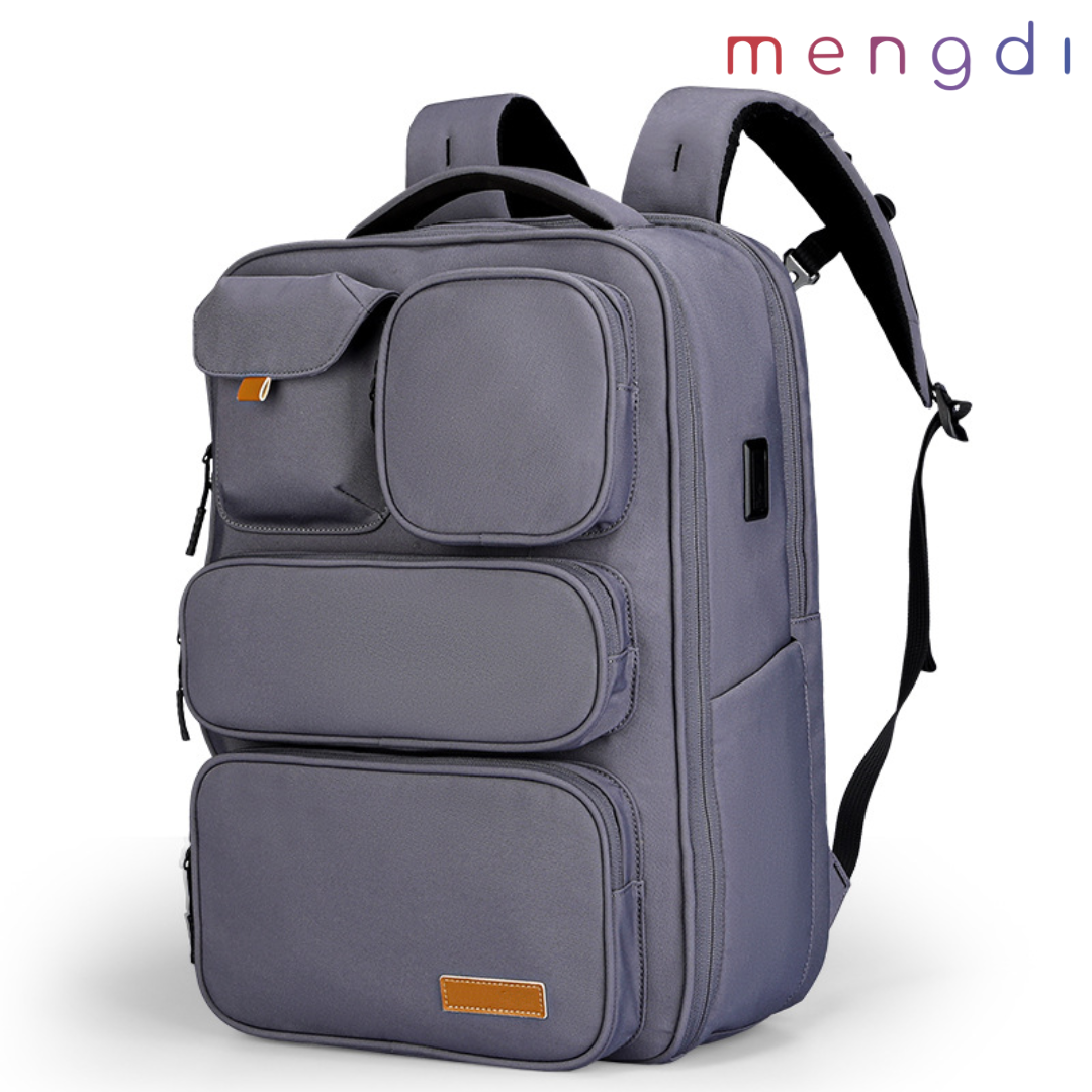 mengdiproducts-Backpack with USB charging-Dark grey