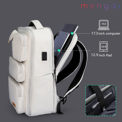 mengdiproducts-Backpack with USB charging-White color